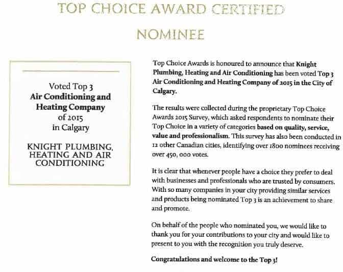 Knight Wins Top 3 in Air Conditioning and Heating Calgary