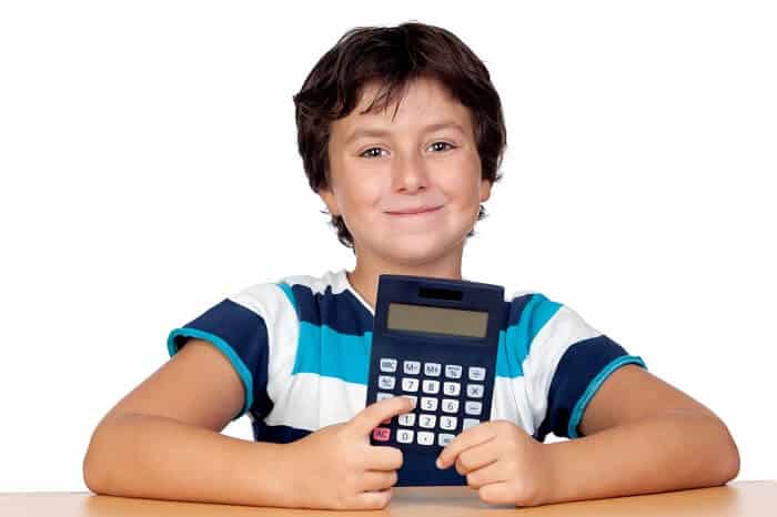 child with calculator