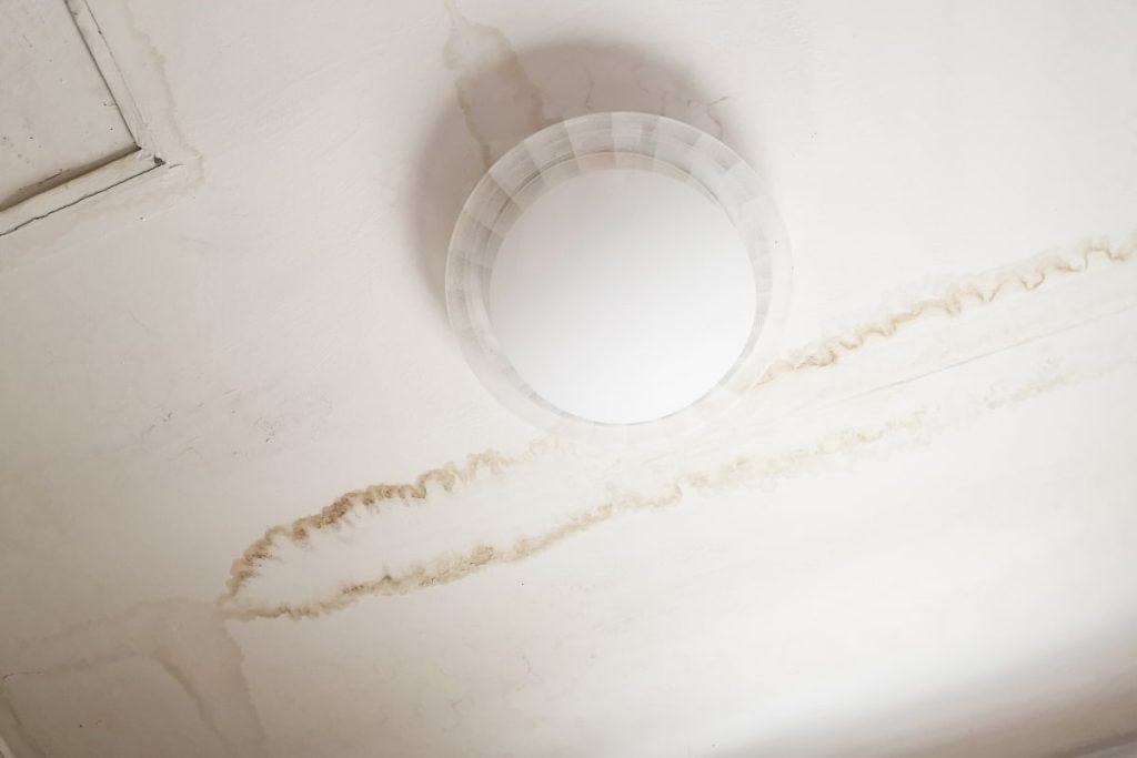 Leak stains on the ceiling of a home